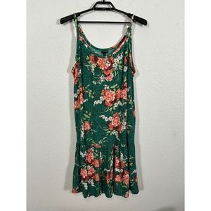 Torrid Challis Trapeze Dress Womens Plus Size 4X Green Floral Sleeveless Rayon